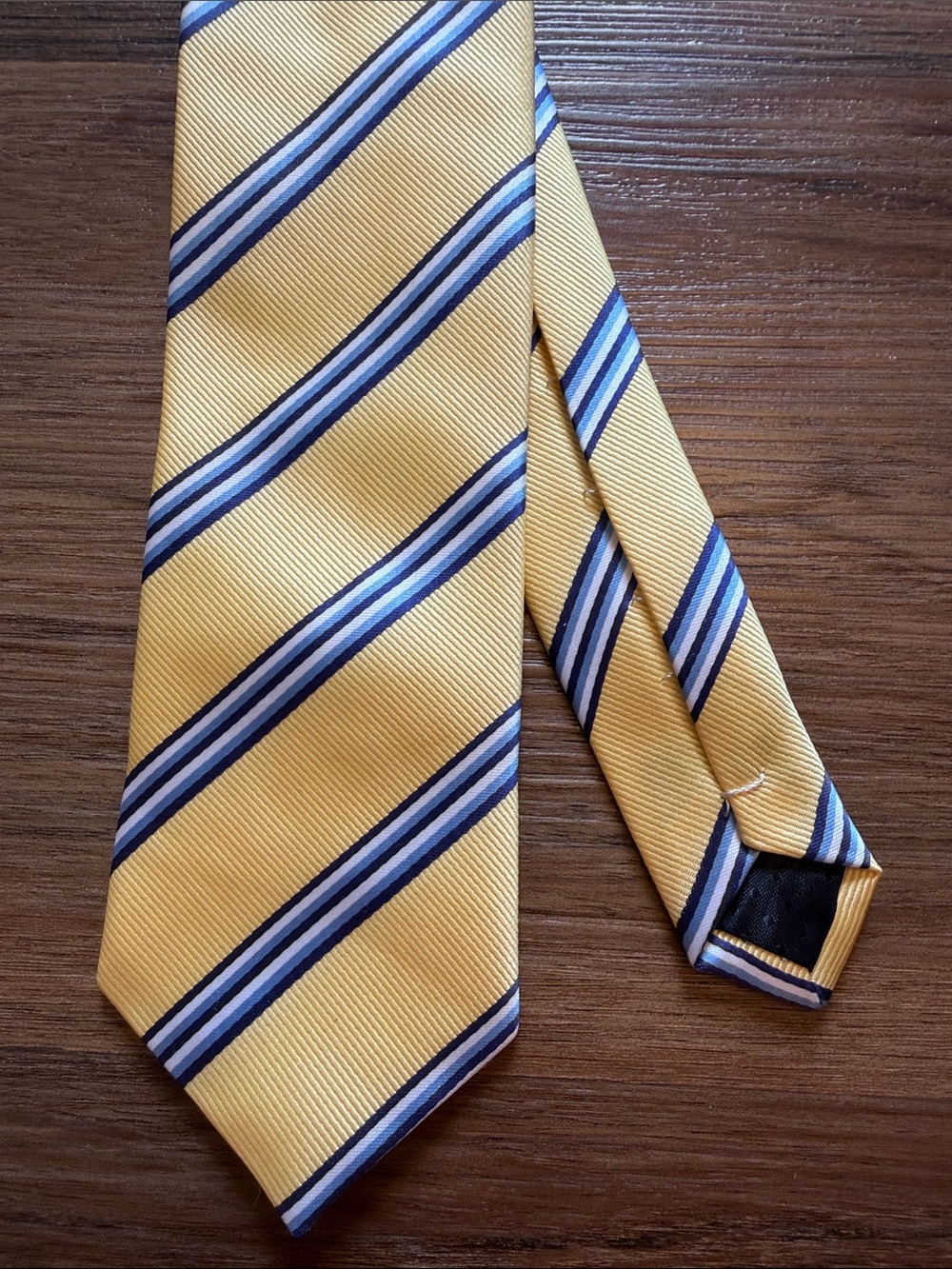 Yellow and Blue Striped Men’s Tie - Classic Professional Style